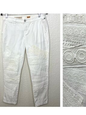Pilcro White Cotton Lace Patch Pants Size 27 P